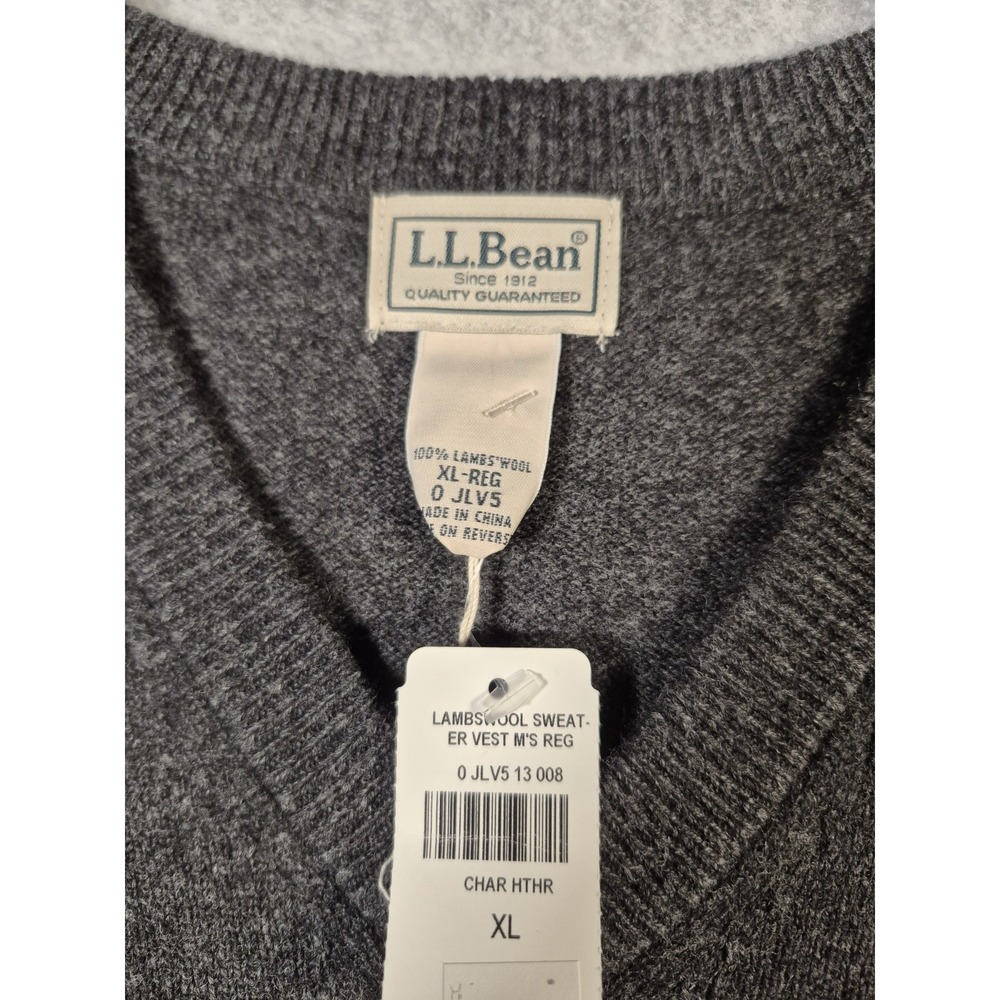 LL Bean Men's Vintage Gray Lamb's Wool Sweater Vest Size XL - Picture 3 of 7